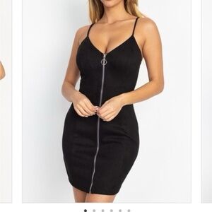 Iris Black Denim Zip Front Mini Dress XL